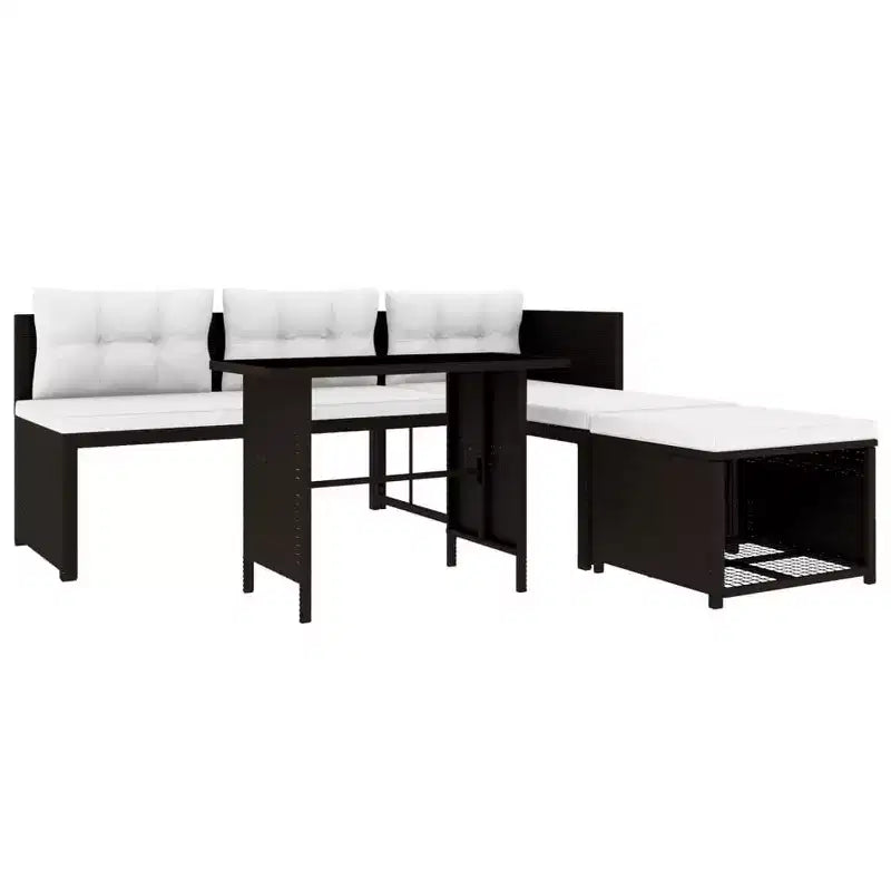 vidaXL Salon de jardin 4 pièces, canapé d'extérieur avec table basse en résine tressée