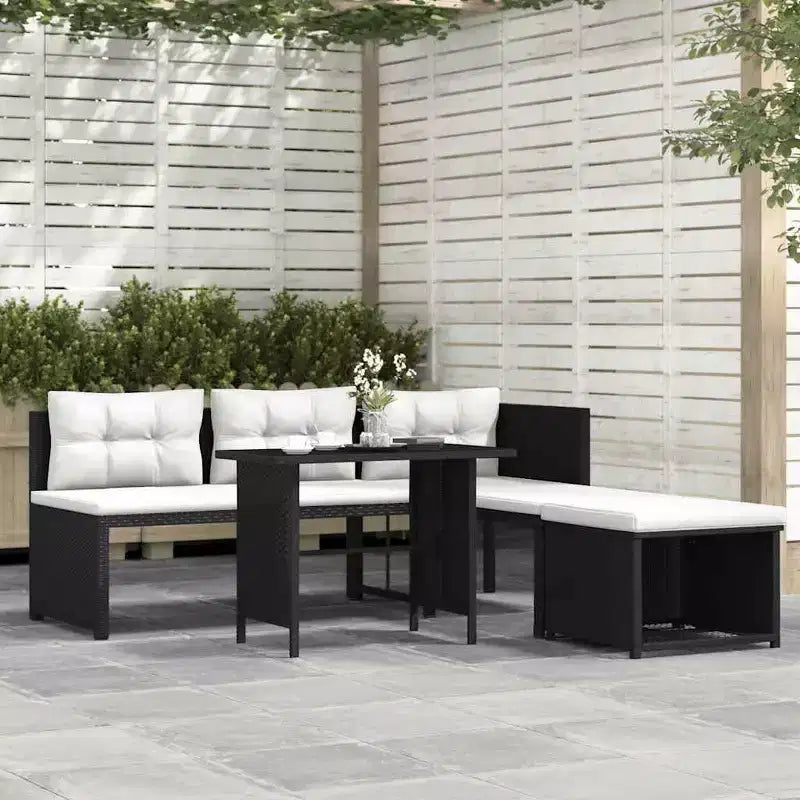 vidaXL Salon de jardin 4 pièces, canapé d'extérieur avec table basse en résine tressée