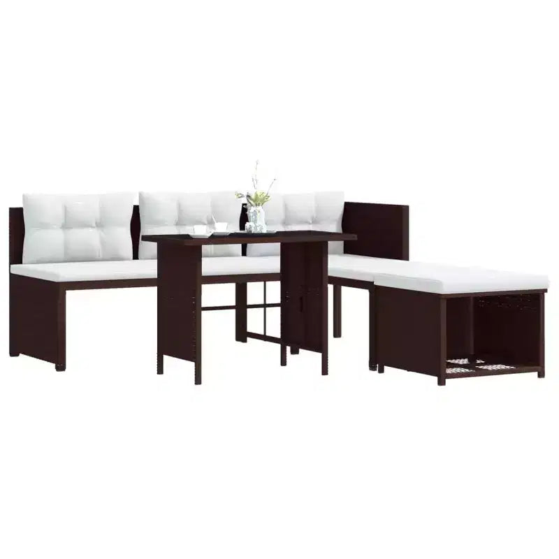vidaXL Salon de jardin 4 pièces, canapé d'extérieur avec table basse en résine tressée