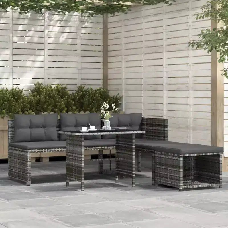 vidaXL Salon de jardin 4 pièces, canapé d'extérieur avec table basse en résine tressée