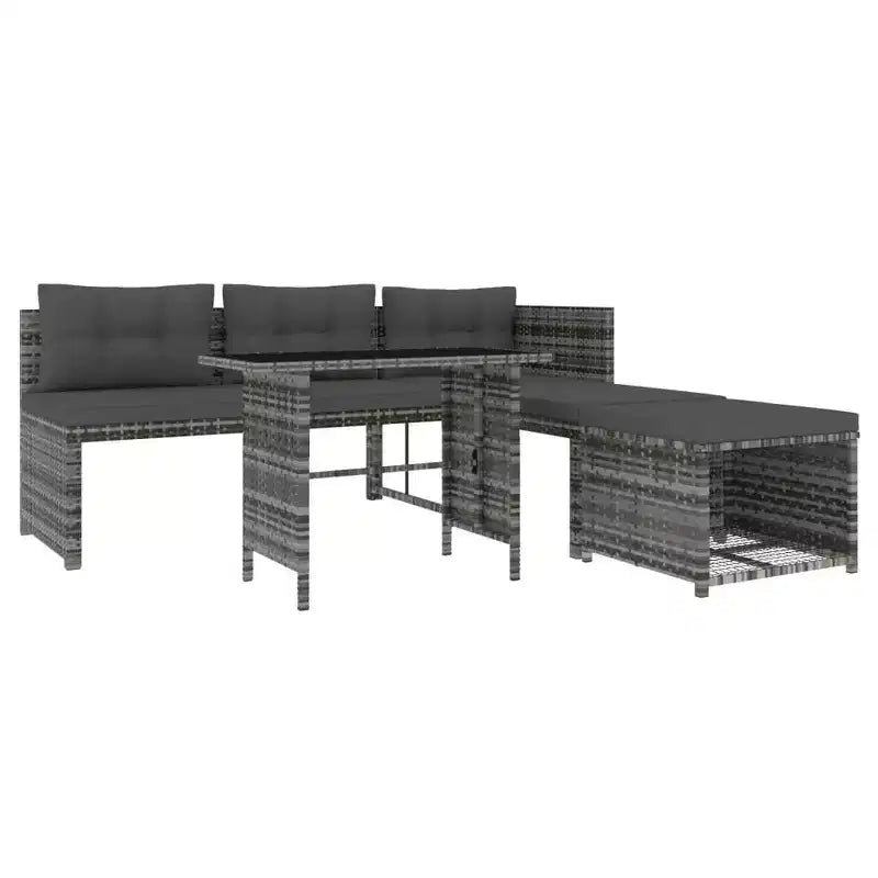 vidaXL Salon de jardin 4 pièces, canapé d'extérieur avec table basse en résine tressée
