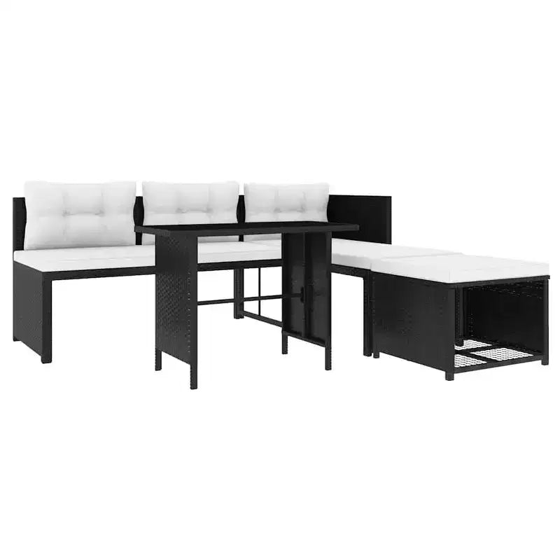 vidaXL Salon de jardin 4 pièces, canapé d'extérieur avec table basse en résine tressée