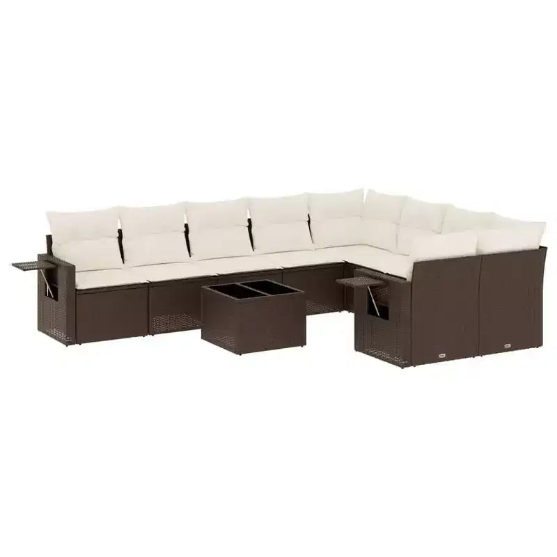 vidaXL 10 Piece Patio Sofa Set with Cushions Poly Rattan, Modular Outdoor Sectional, Multiple Colors/Models