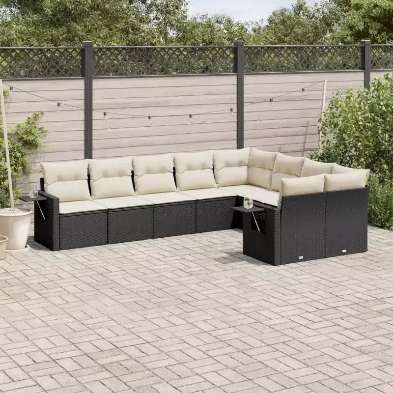 vidaXL Salon de jardin 10 pièces avec coussins en résine tressée, canapé d'extérieur modulable, plusieurs coloris/modèles