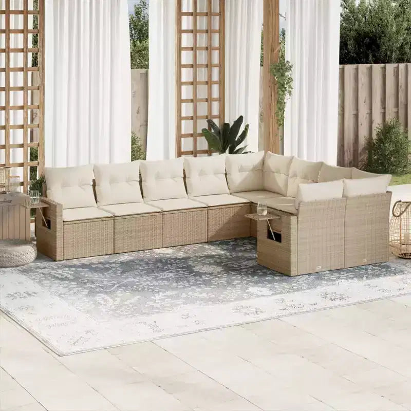 vidaXL Salon de jardin 10 pièces avec coussins en résine tressée, canapé d'extérieur modulable, plusieurs coloris/modèles