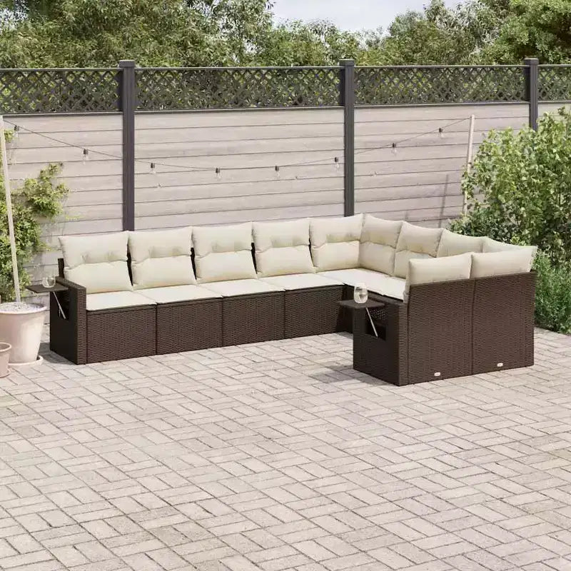 vidaXL Salon de jardin 10 pièces avec coussins en résine tressée, canapé d'extérieur modulable, plusieurs coloris/modèles