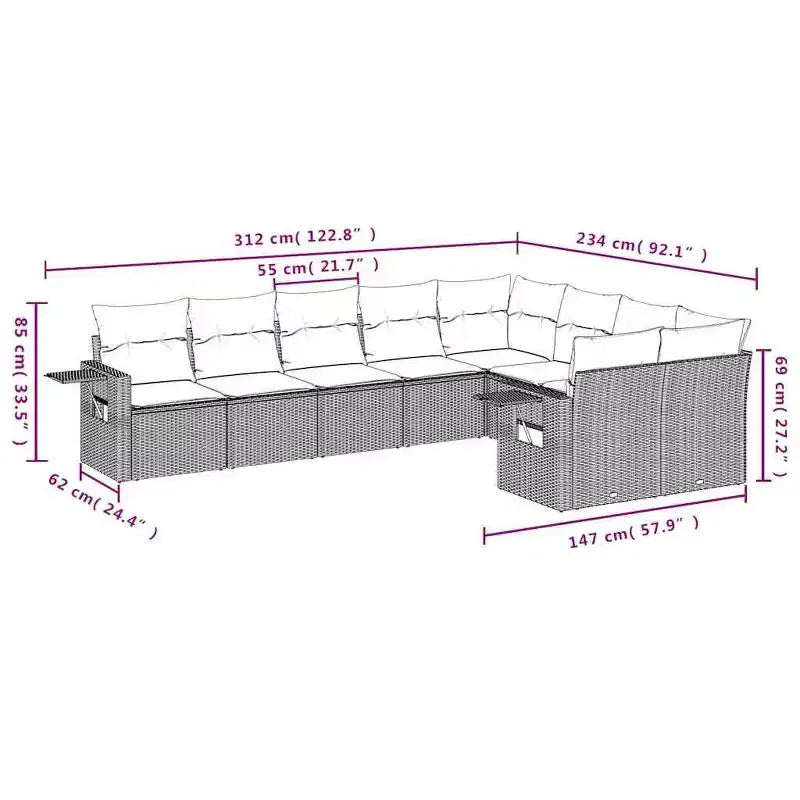 vidaXL Salon de jardin 10 pièces avec coussins en résine tressée, canapé d'extérieur modulable, plusieurs coloris/modèles