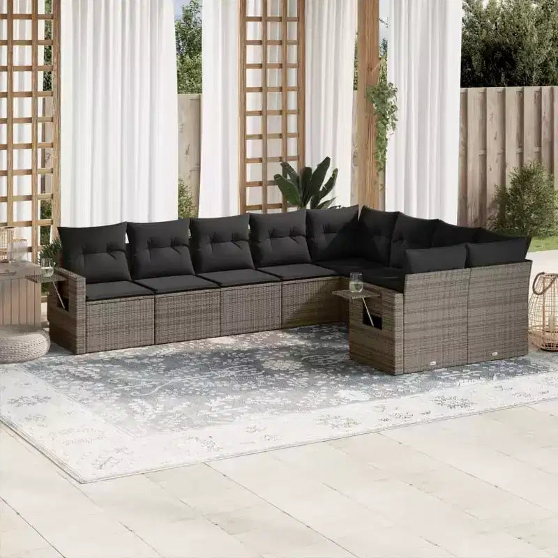 vidaXL Salon de jardin 10 pièces avec coussins en résine tressée, canapé d'extérieur modulable, plusieurs coloris/modèles