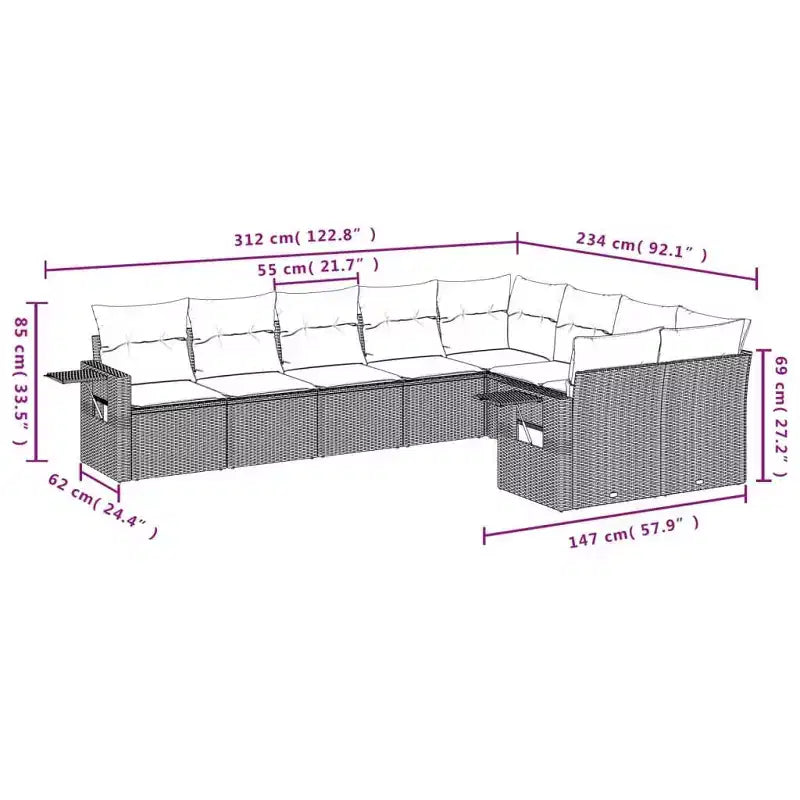 vidaXL Salon de jardin 10 pièces avec coussins en résine tressée, canapé d'extérieur modulable, plusieurs coloris/modèles