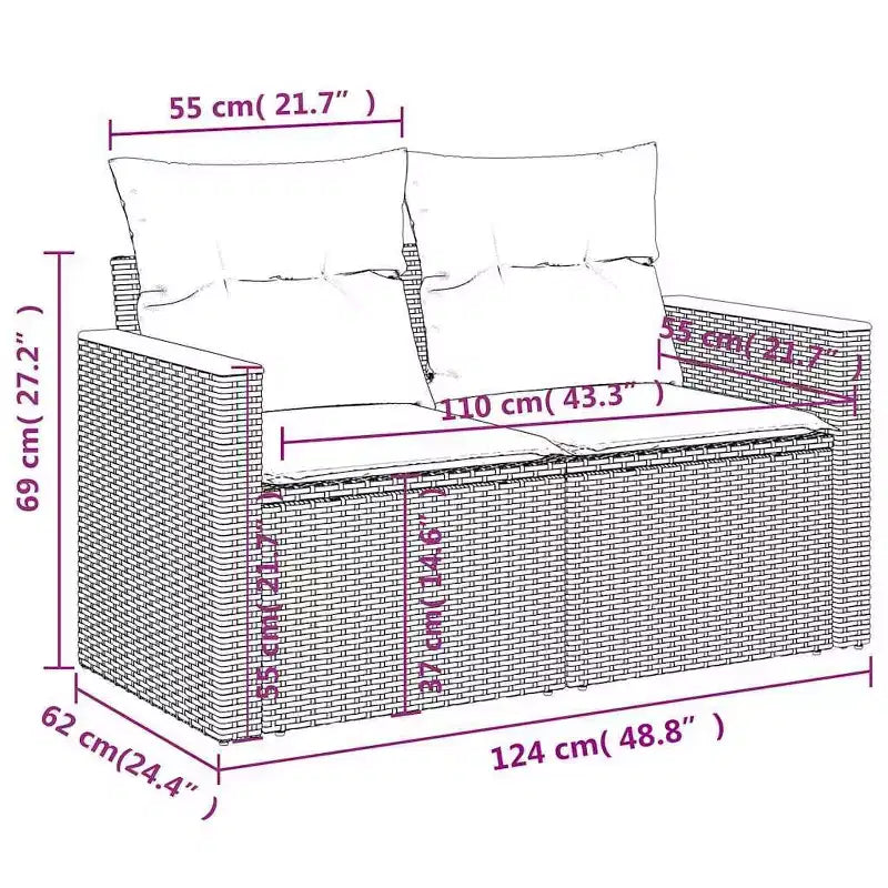 vidaXL Ensemble de canapés de jardin 5 pièces avec coussins, résine tressée noire (États-Unis seulement)