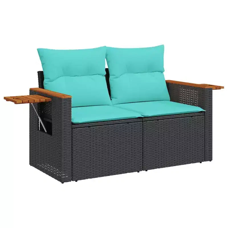 vidaXL Ensemble de canapés de jardin 5 pièces avec coussins, résine tressée noire (États-Unis seulement)