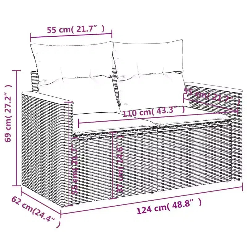 vidaXL Ensemble de canapés de jardin 5 pièces avec coussins, résine tressée noire (États-Unis seulement)