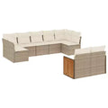 vidaXL 9 Piece Patio Sofa Set with Cushions Beige Poly Rattan