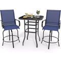 COZONY Patio Swivel Bar Set, Outdoor High Top Bar Table Swivel Chairs Glass Table All Weather Fabric for Patio
