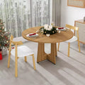 GDFStudio Haven Farmhouse Faux Leather Upholstered Wood 3 Piece Dining Set