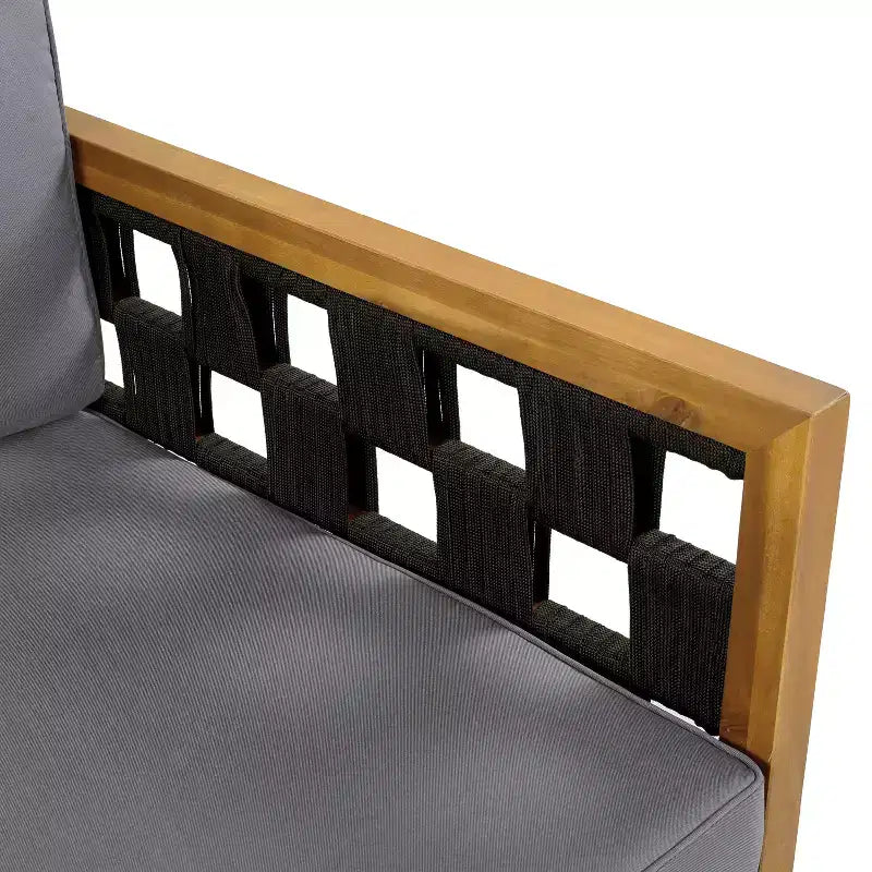 Christopher Knight Home Alice Ensemble de canapés 3 places 2 pièces modernes d'extérieur en bois d'acacia et corde tressée avec table basse ronde