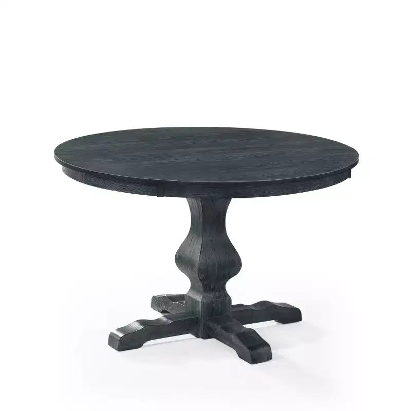 Ensemble de salle à manger moderne 5 pièces pour 4 personnes, table ronde anthracite avec 4 chaises de salle à manger rembourrées avec pieds en bois pour salle à manger ou ferme-Panipeachy