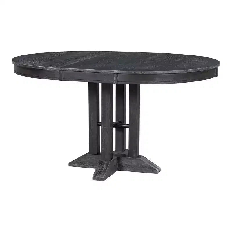 Ensemble de salle à manger 5 pièces de style ferme pour 4 personnes, comprenant une table à manger ronde extensible en bois massif et 4 chaises rembourrées pour la cuisine