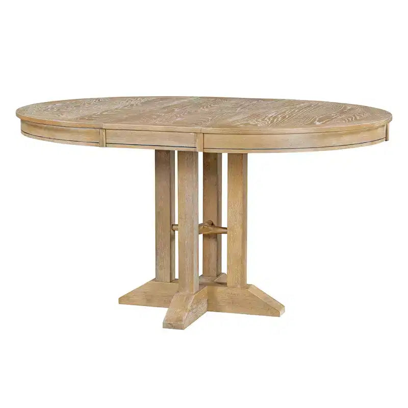 Ensemble de salle à manger 5 pièces de style ferme pour 4 personnes, comprenant une table à manger ronde extensible en bois massif et 4 chaises rembourrées pour la cuisine