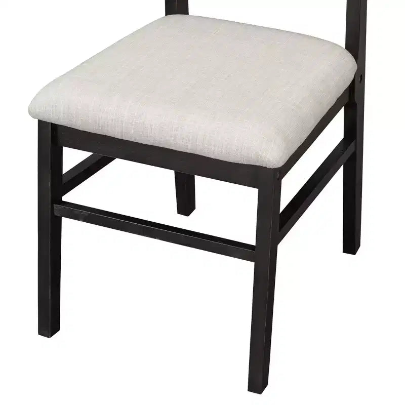Ensemble de table à manger en bois massif avec banc pour 5 personnes, 6 pièces, ensemble de table de salle à manger rectangulaire rembourrée avec 4 chaises et un banc