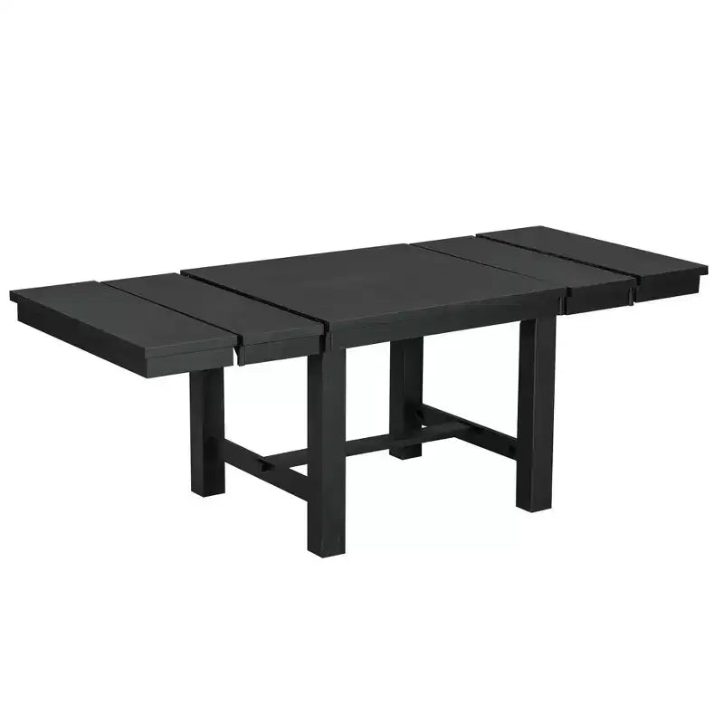 Ensemble de salle à manger extensible de ferme pour 6 personnes, table de cuisine rectangulaire en bois massif avec rallonge amovible, 4 chaises rembourrées et banc