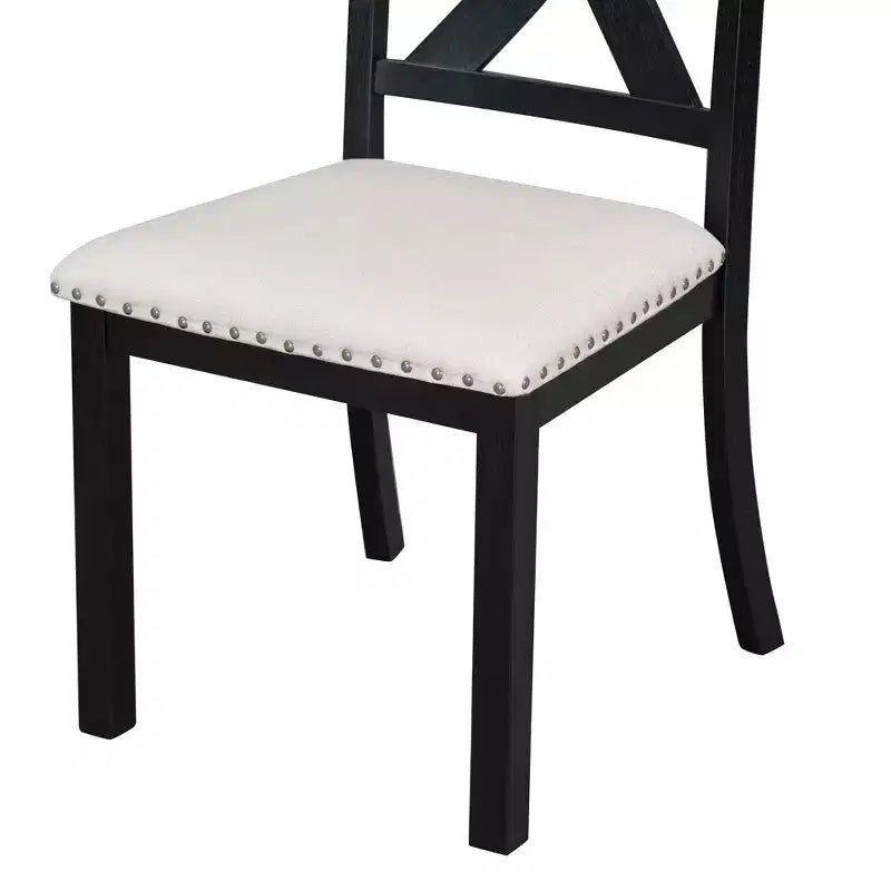 Ensemble de salle à manger extensible de ferme pour 6 personnes, table de cuisine rectangulaire en bois massif avec rallonge amovible, 4 chaises rembourrées et banc