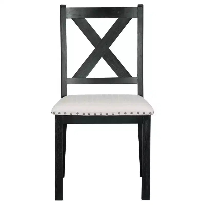 Ensemble de salle à manger extensible de ferme pour 6 personnes, table de cuisine rectangulaire en bois massif avec rallonge amovible, 4 chaises rembourrées et banc