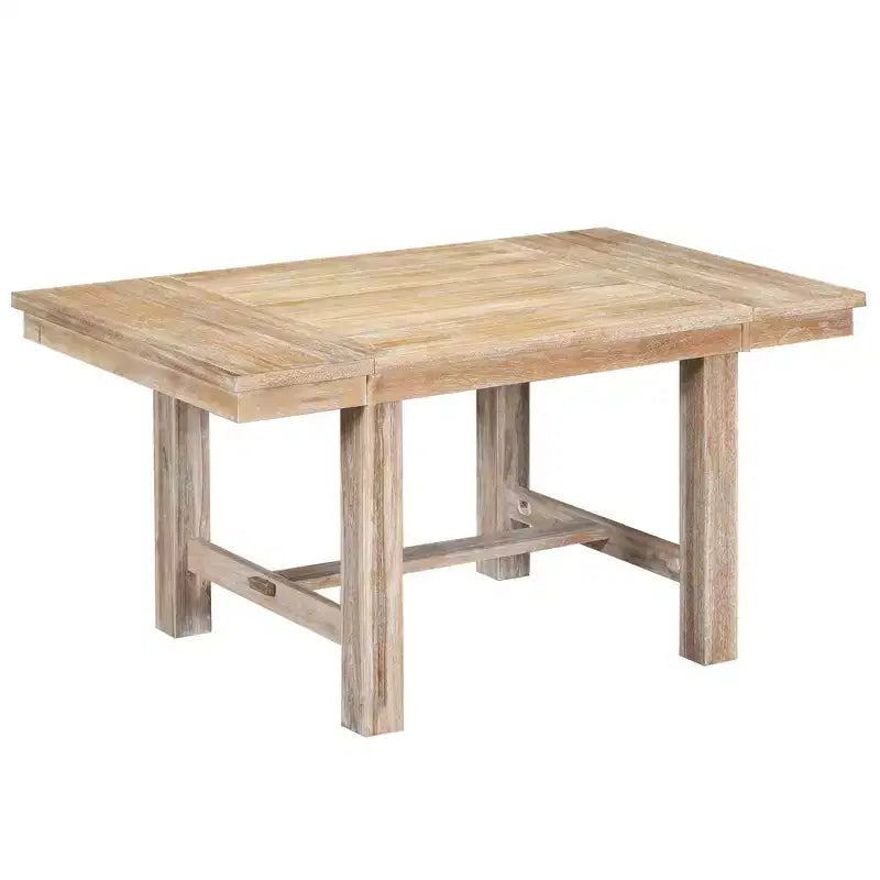Ensemble de salle à manger extensible de ferme pour 6 personnes, table de cuisine rectangulaire en bois massif avec rallonge amovible, 4 chaises rembourrées et banc