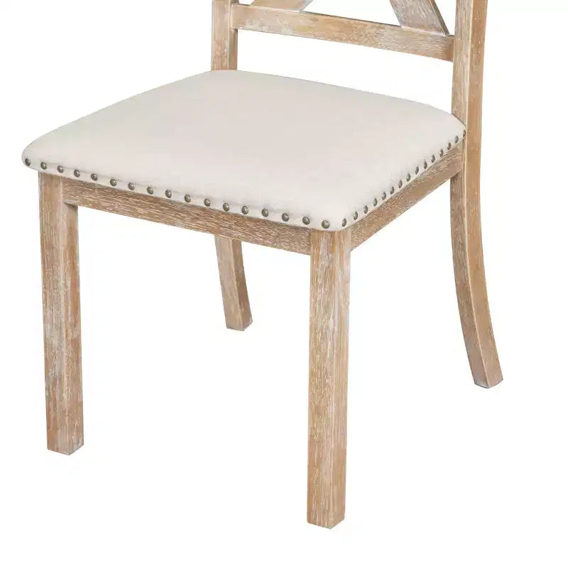 Ensemble de salle à manger extensible de ferme pour 6 personnes, table de cuisine rectangulaire en bois massif avec rallonge amovible, 4 chaises rembourrées et banc