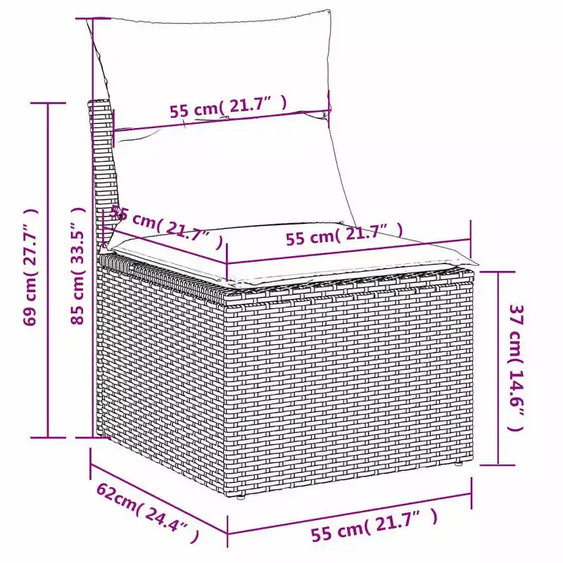 vidaXL Ensemble de canapés de jardin résine tressée, acier revêtu par poudre, polyester