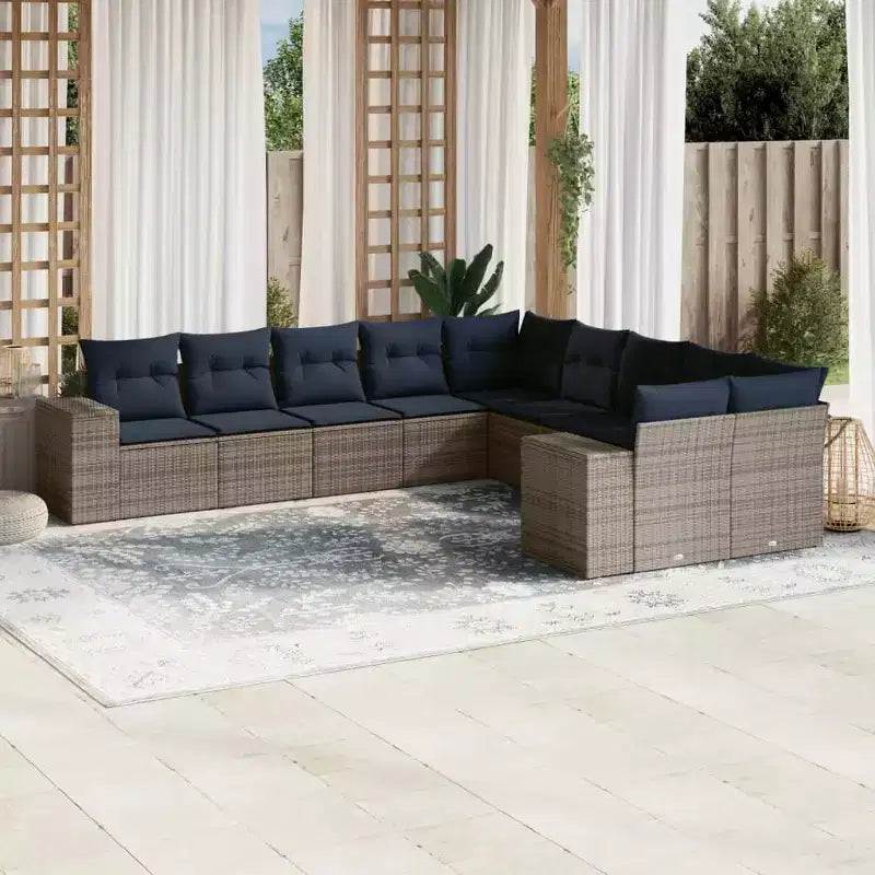vidaXL Ensemble de canapés de jardin résine tressée, acier revêtu par poudre, polyester