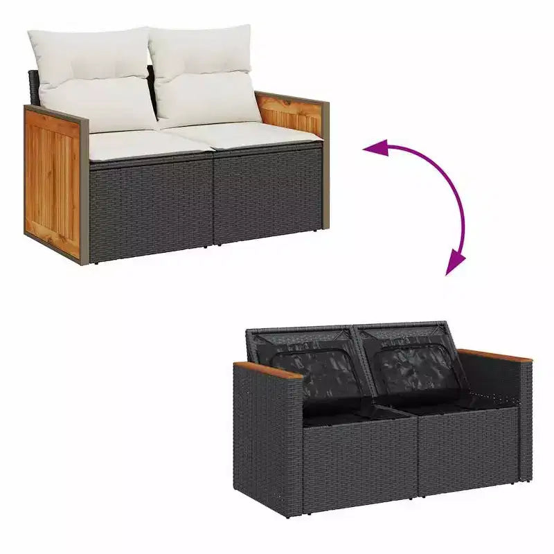vidaXL Salon de jardin avec coussins - résine tressée