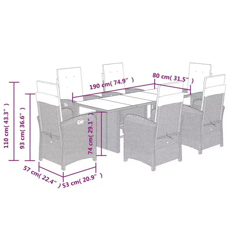 vidaXL Ensemble repas d'extérieur avec coussins en plusieurs coloris