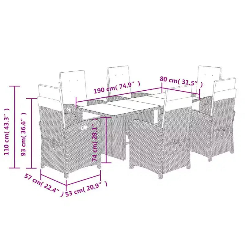 vidaXL Ensemble repas d'extérieur avec coussins en plusieurs coloris
