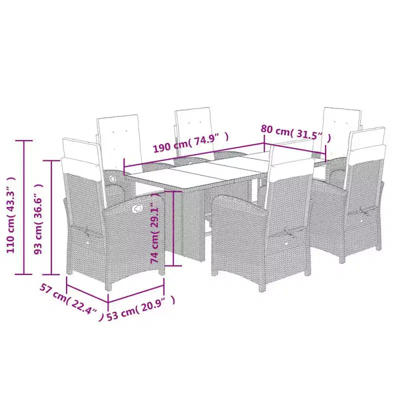 vidaXL Ensemble repas d'extérieur avec coussins en plusieurs coloris