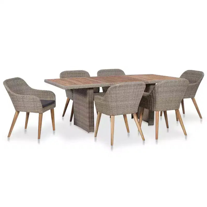 vidaXL Salon de Jardin Ensemble Table et Chaises Mobilier de Jardin en Résine Tressée