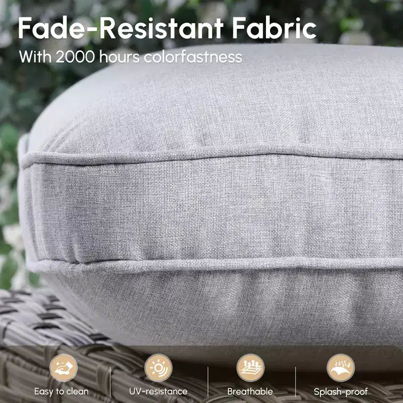 HOMLUX Ensemble de conversation d'extérieur 5 pièces, canapé de patio 3 places avec coussin, fauteuils en rotin à dossier haut, poufs