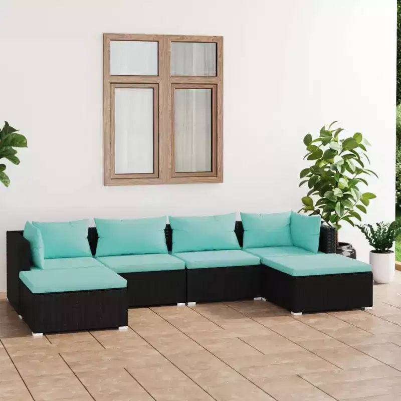 vidaXL Salon de jardin avec coussins en résine tressée