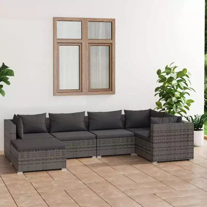 vidaXL Salon de jardin avec coussins en résine tressée