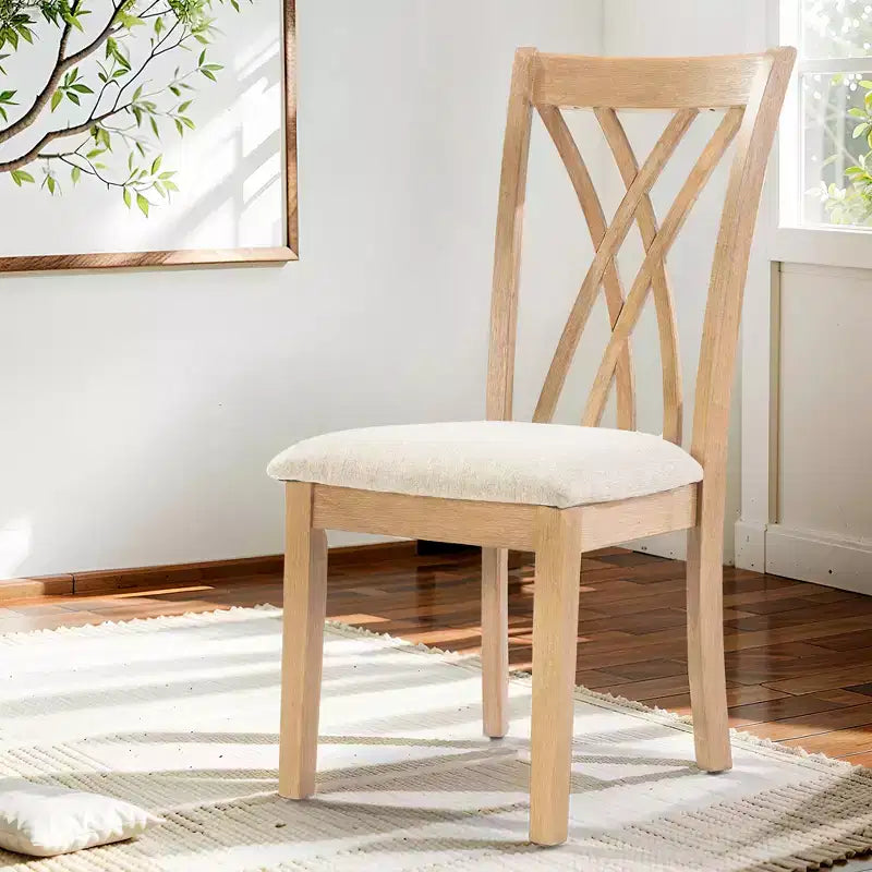 Ensemble de salle à manger GDFStudio Marcus moderne 7 pièces en bois d'hévéa avec 6 chaises rembourrées
