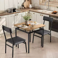 3-Piece Kitchen Table Set, for Two with PU Upholstered Chairs, Black & Brown