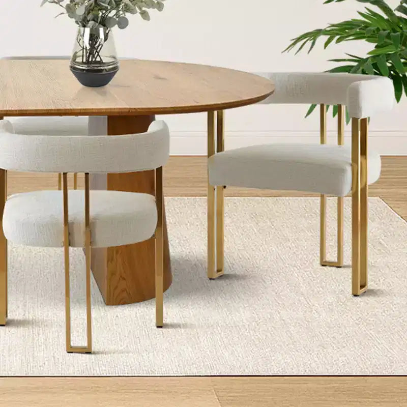 Ensemble de salle à manger ovale extensible 3-en-1 avec 6 chaises rembourrées en chenille et pieds en métal doré, Meuble de salle à manger polyvalent - Panipeachy