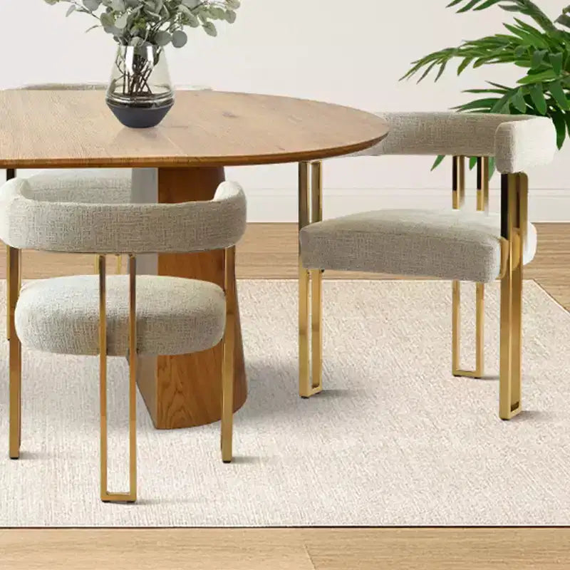 Ensemble de salle à manger ovale extensible 3-en-1 avec 6 chaises rembourrées en chenille et pieds en métal doré, Meuble de salle à manger polyvalent - Panipeachy