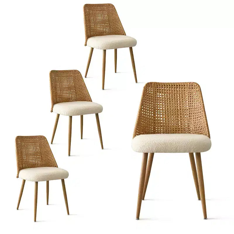 Ensemble de salle à manger rond 5 pièces, table à piédestal de 89 cm et chaises de salle à manger rembourrées avec dossiers en rotin, idéal pour la salle à manger - Panipeachy