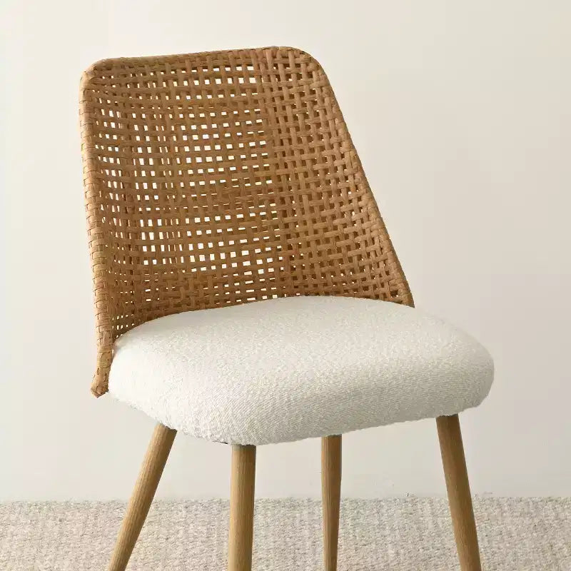 Ensemble de salle à manger rond 5 pièces, table à piédestal de 89 cm et chaises de salle à manger rembourrées avec dossiers en rotin, idéal pour la salle à manger - Panipeachy