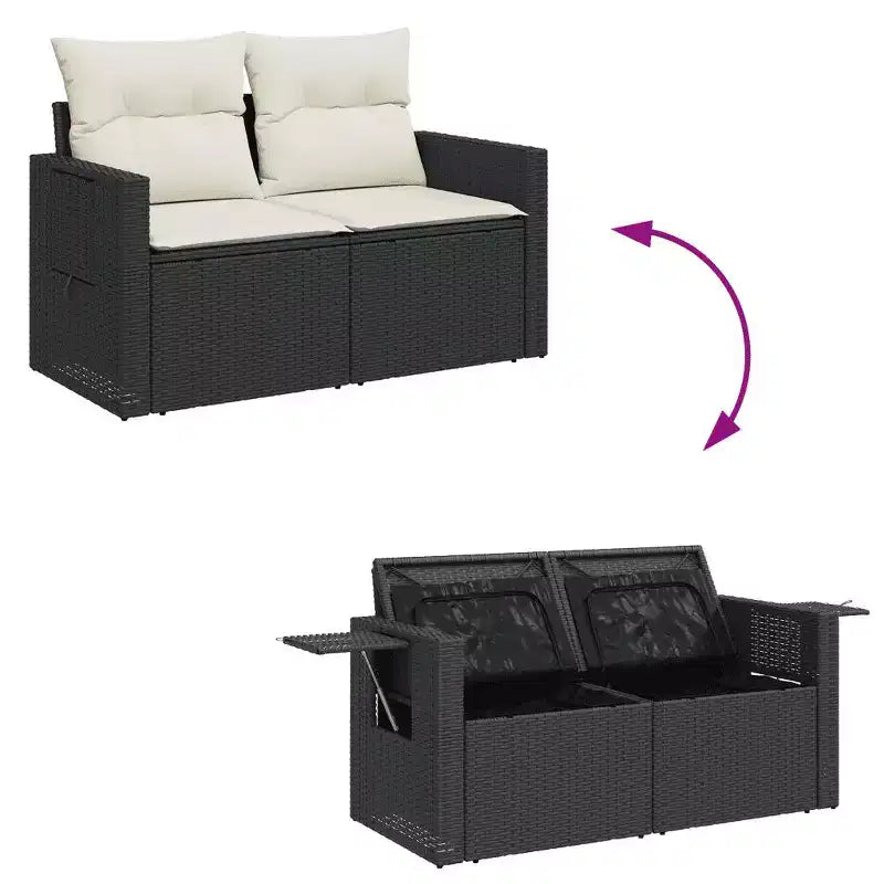 vidaXL Salon de jardin avec coussins et rangement de différentes couleurs