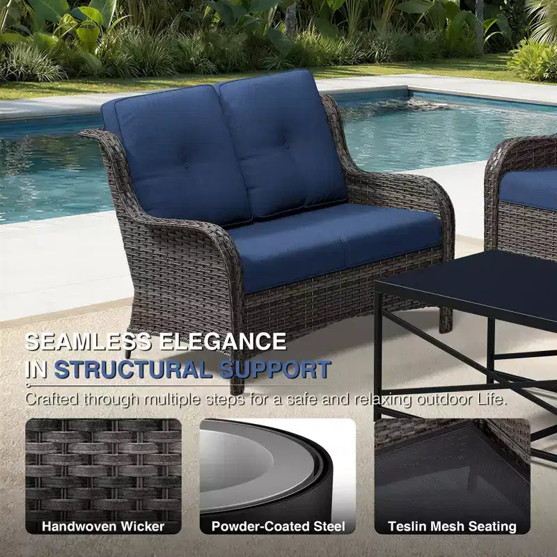 Ensemble de canapés d'extérieur UPTIOT Premium avec fauteuils pivotants et poufs multifonctionnels