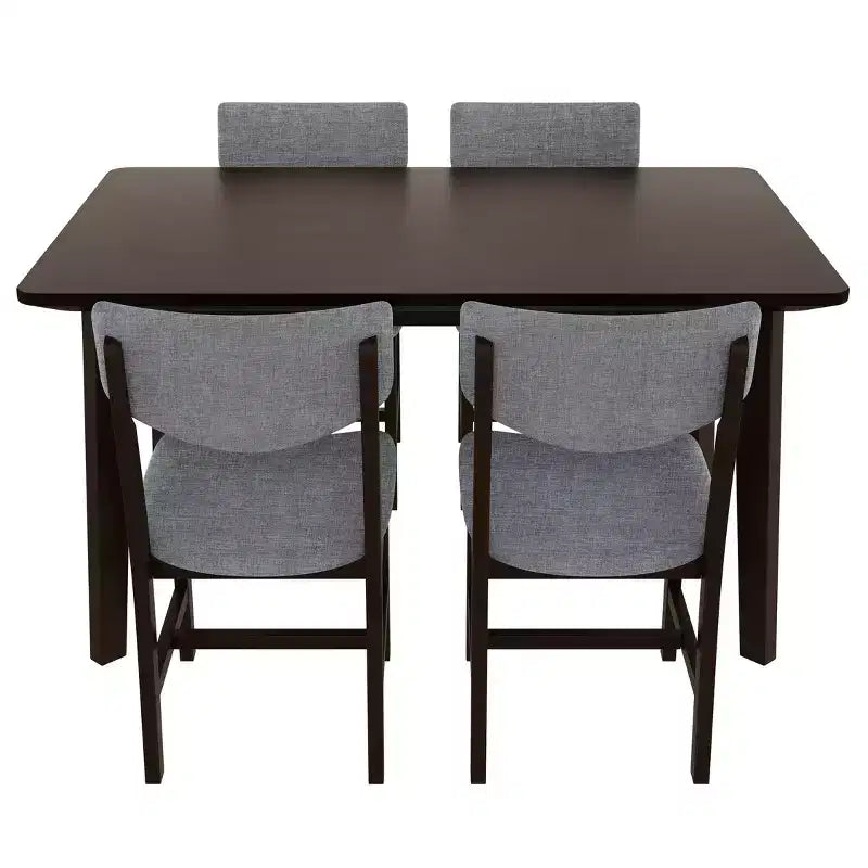 Ensemble de salle à manger rustique 5 pièces avec table en bois et 4 chaises rembourrées Espresso