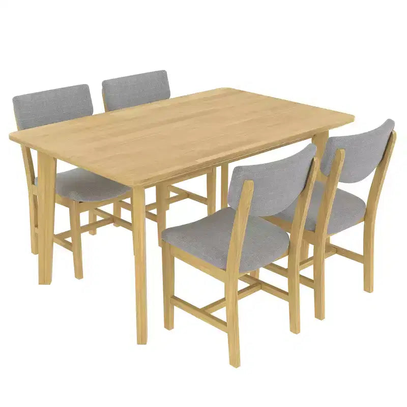 Ensemble de salle à manger rustique 5 pièces avec table en bois et 4 chaises rembourrées Espresso