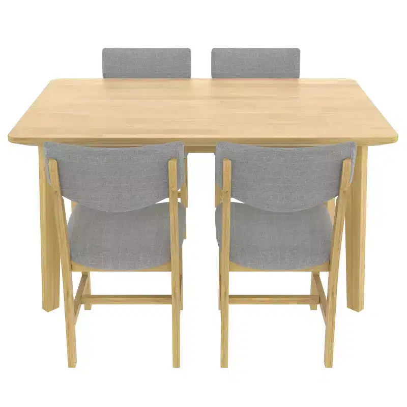 Ensemble de salle à manger rustique 5 pièces avec table en bois et 4 chaises rembourrées Espresso